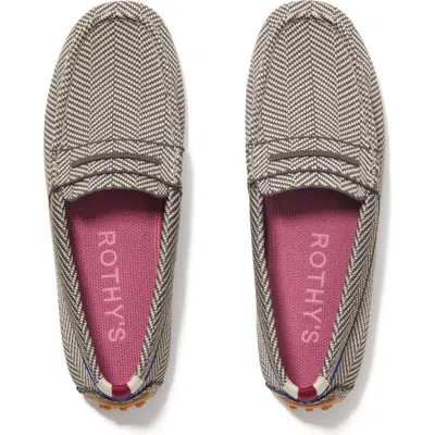 Rothys The Driver In Grey/neutral In Iron Herringbone