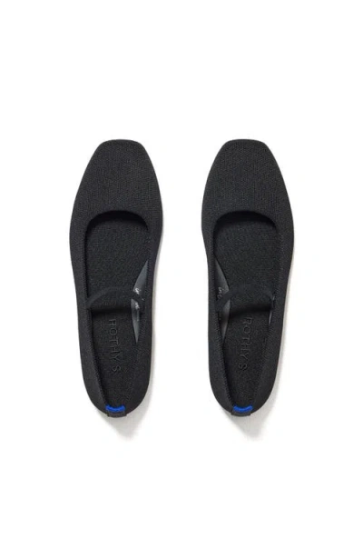 Rothys The Max Square Mary Jane In Black/neutral