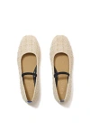 Rothys The Max Square Mary Jane In White/neutral In Pearl Bouclé