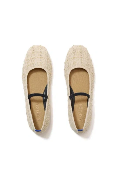 Rothys The Max Square Mary Jane In White/neutral In Pearl Boucl