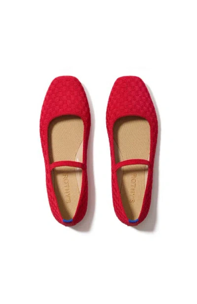 Rothys Rothy's The Max Square Mary Jane In Red Crisp Basketweave