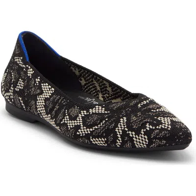 Rothys Rothy's The Point Ii Pointed Toe Flat In Black Chantilly