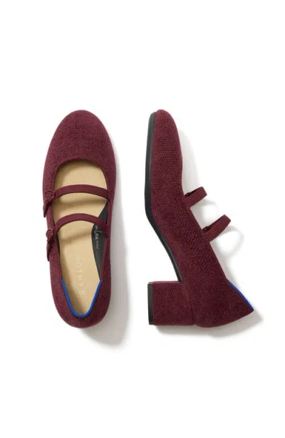 Rothys Rothy's The Revelvet Double Buckle Mary Jane Heel In Burgundy