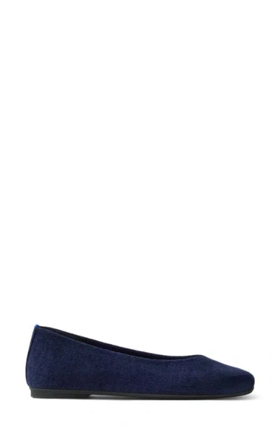 Rothys Rothy's The Revelvet Max Square Toe Ballet Flat In Revelvet Navy
