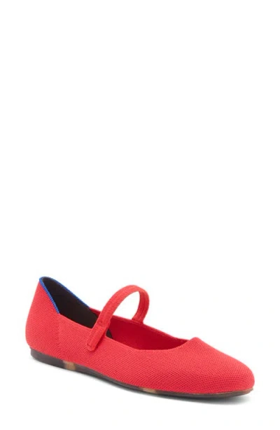 Rothys Square Mary Jane Flats In Red Crisp Basketweave