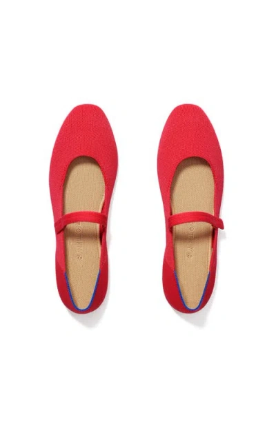 Rothys Square Mary Jane Flats In Red Crisp Basketweave