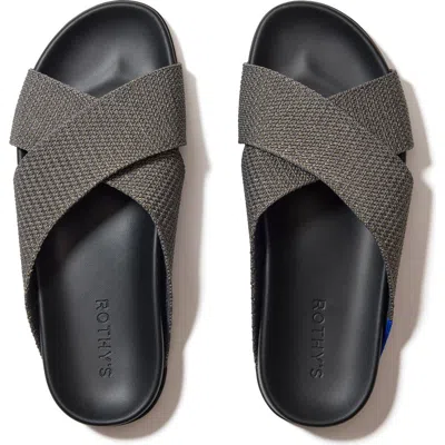 Rothys The Weekend Slide In Grey/metallic In Silver Sand