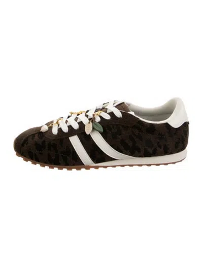 Pre-owned Rothys Suede Animal Print Athletic Sneakers W/ Tags In Black