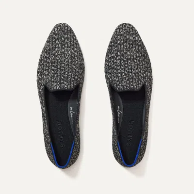 Rothys The Almond Loafer In Black/metallic In Dusk Tweed