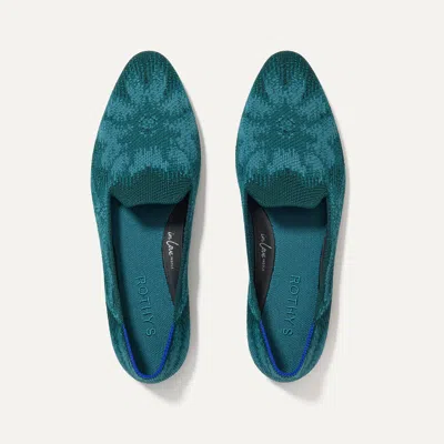 Rothys The Almond Loafer In Blue In Dark Jade