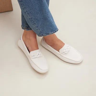 Rothys The Braid Driver In White/neutral