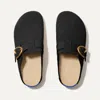 Rothys The Buckle Clog In Black/neutral In Soft Black Boucl