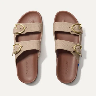 Rothys The Buckle Slide In Brown/neutral In Dune