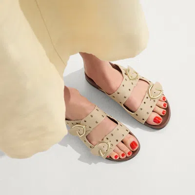 Rothys The Buckle Slide In Brown/neutral In Gray