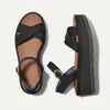 Rothys The Crisscross Lightweight Wedge Sandal In Black/neutral In Black