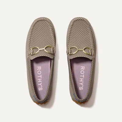 Rothys The Double Bit Driver In Brown/neutral In Latte Micro Check