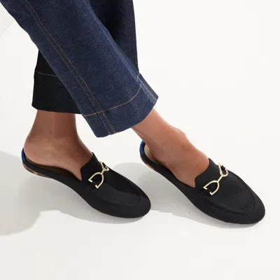 Rothys The Double Bit Loafer Mule In Black/neutral