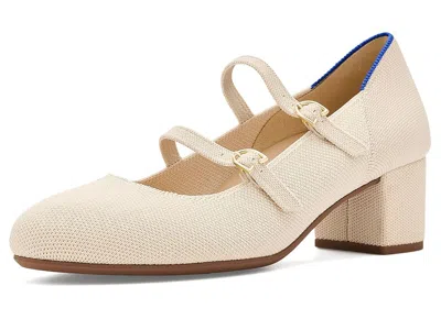 Rothys The Double Buckle Mary Jane Heel High In White