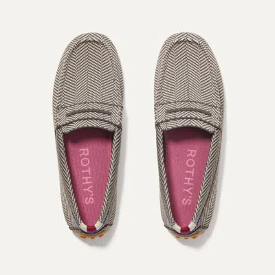 Rothys The Driver In Grey/neutral In Iron Herringbone