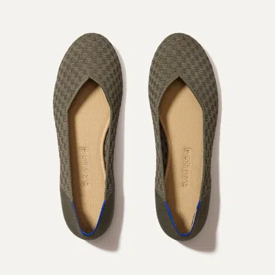 Rothys The Flat In Green In Safari Basketweave