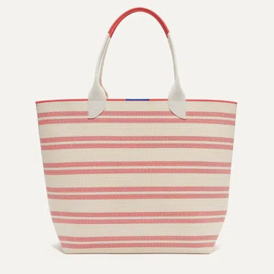 Rothys The Lightweight Tote In Pink/white In Coral Stripe