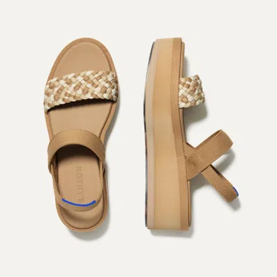 Rothys The Lightweight Wedge Sandal In Brown/neutral In Beach Sand Woven