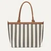 Rothys The Lightweight Zip Tote In White In Cabana Stripe