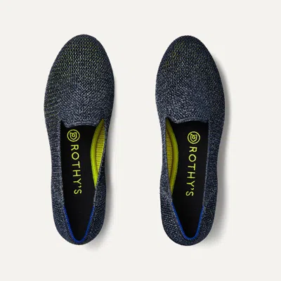 Rothys The Loafer In Blue/metallic In Metallic Lattice Stitch