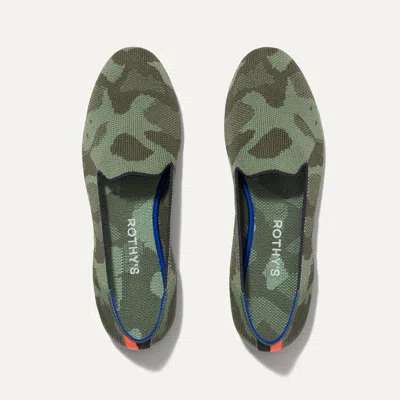 Rothys The Loafer In Green In Olive Camo