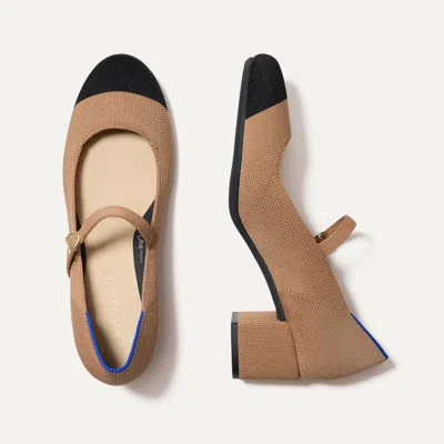 Rothys The Mary Jane Heel In Brown In Wren Captoe
