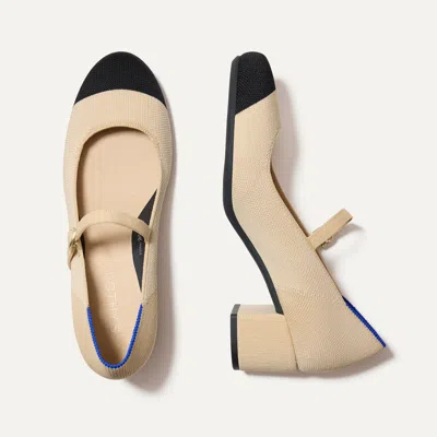 Rothys The Mary Jane Heel In White In Cream Captoe