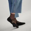Rothys The Max Buckle Mary Jane In Black/neutral In Black