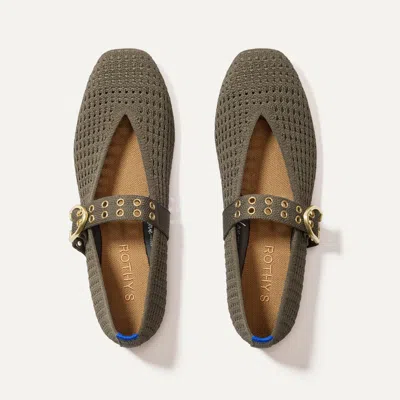 Rothys The Max Buckle Mary Jane In Green