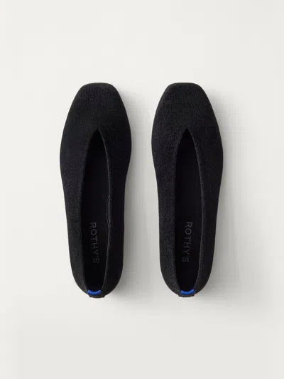 Rothys The Max Square Ballerina In Revelvet Black