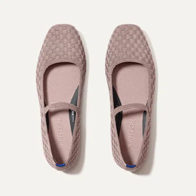 Rothys The Max Square Mary Jane In Purple In Dusty Lilac Basketweave