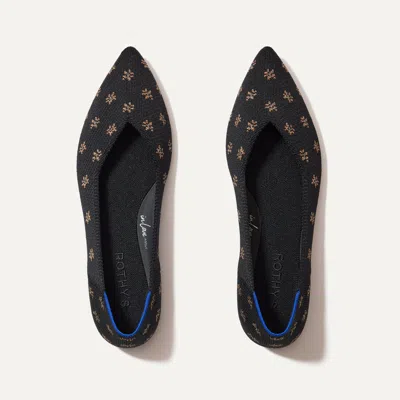 Rothys The Point Ii In Black/metallic In Daisy Sparkle