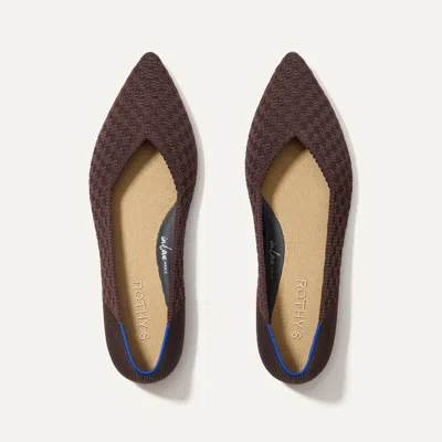 Rothys The Point Ii In Brown/neutral In Chocolate Basketweave