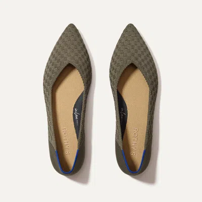 Rothys The Point Ii In Green In Safari Basketweave