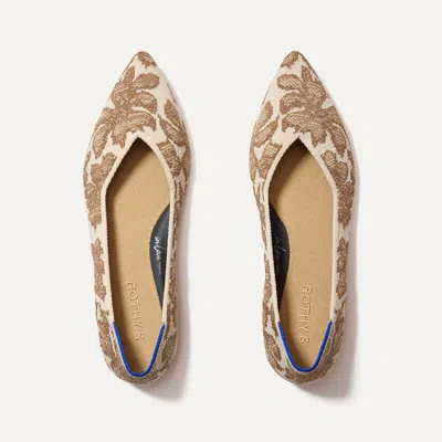Rothys The Point Ii In White In Gold Chantilly