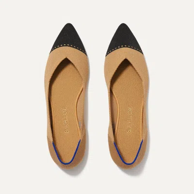 Rothys The Point In Brown/neutral In Camel Captoe