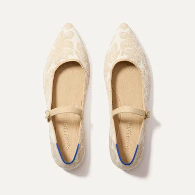 Rothys The Point Mary Jane Ii In White In White Chantilly