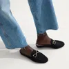 Rothys The Revelvet Cozy Bit Loafer Mule In Black/neutral In Black