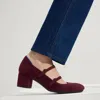 Rothys The Revelvet Double Buckle Mary Jane Heel In Red In Burgundy