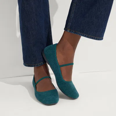 Rothys The Revelvet Max Square Mary Jane In Green