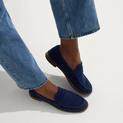 Rothys The Revelvet Penny Loafer In Blue