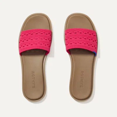 Rothys The Slide Sandal In Red In Rouge Crochet