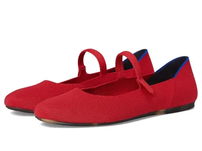 Rothys Square Mary Jane Flats In Red Crisp Basketweave