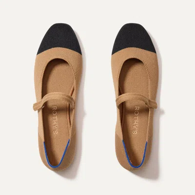 Rothys The Square Mary Jane In Brown In Wren Captoe