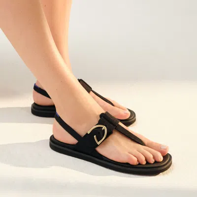 Rothys The Tstrap Sandal In Black/neutral