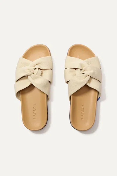 Rothys The Twist Slide Sandals In Beige